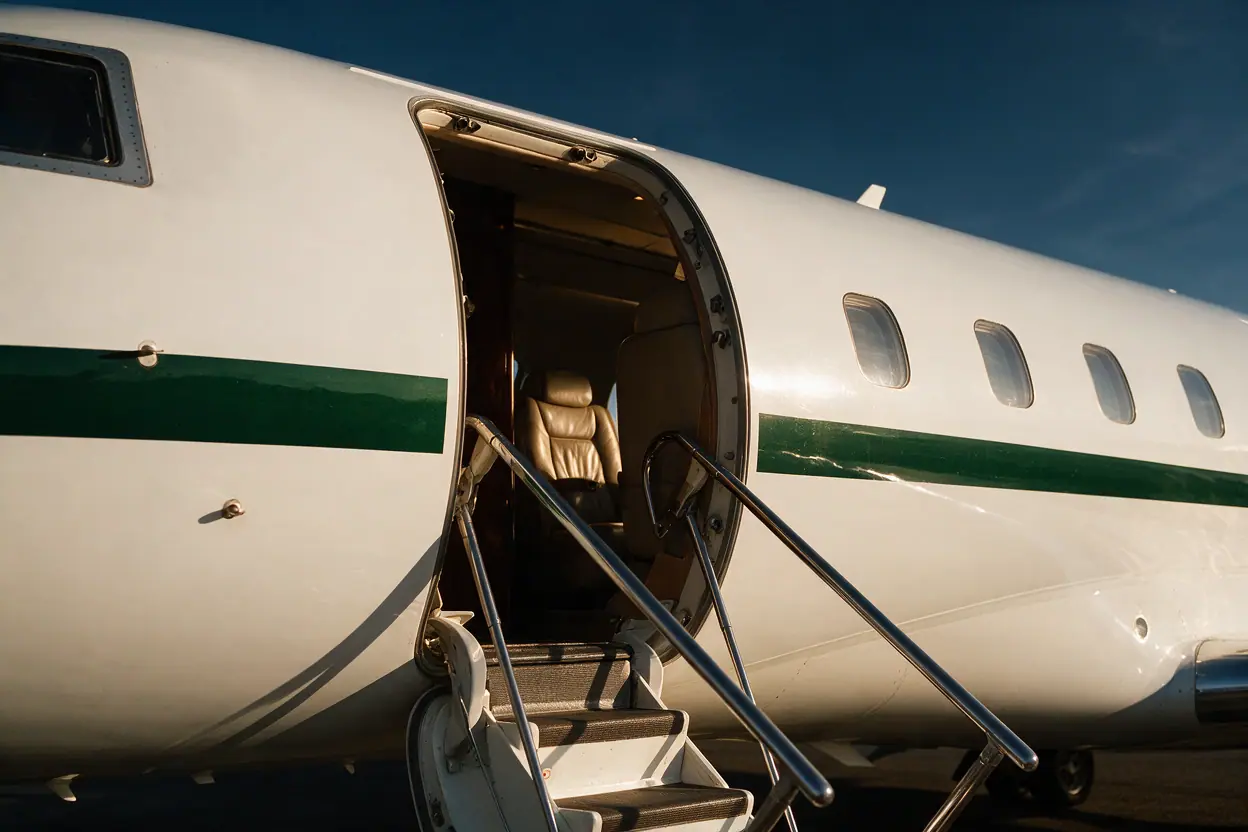 Open airstair of a private jet