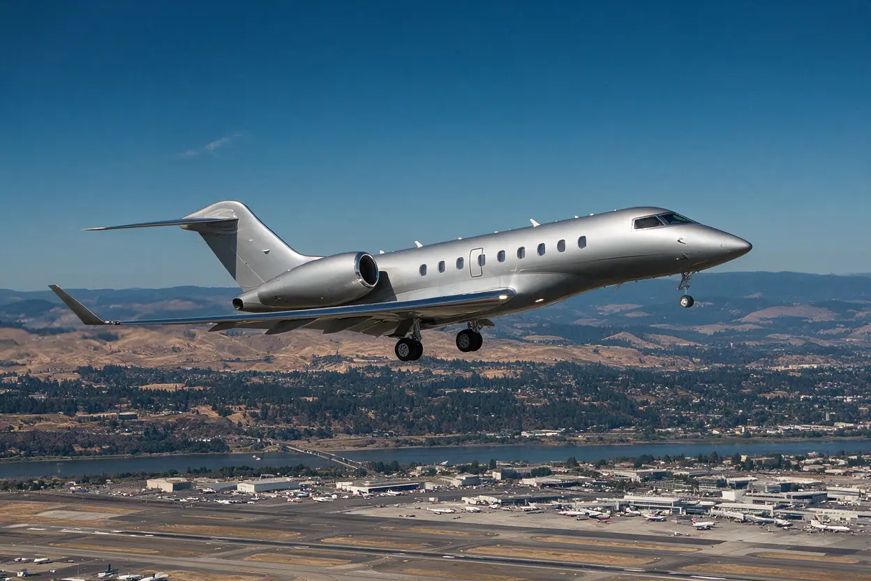 Private jet climbing out over the US