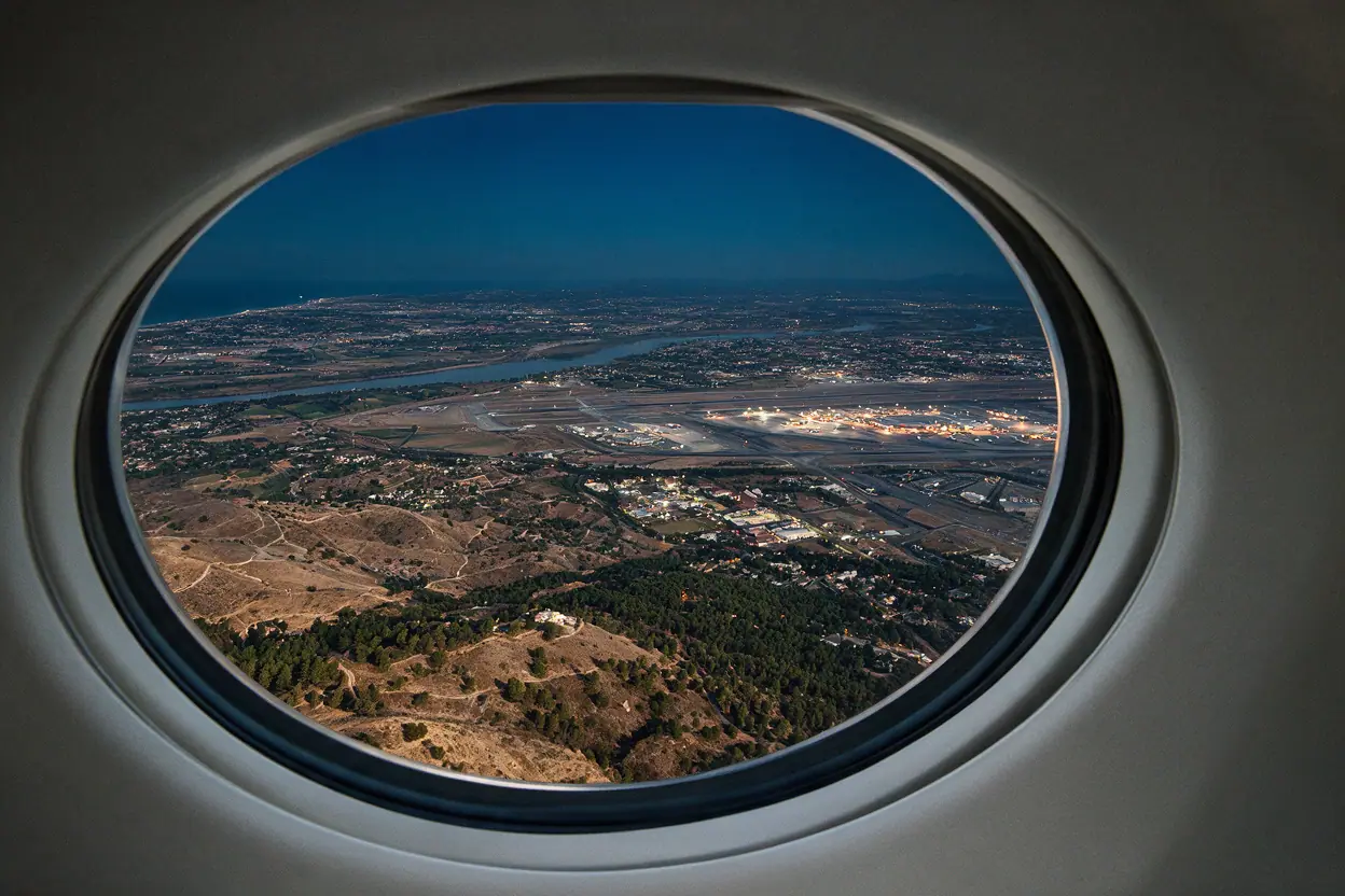 the US area from a private jet window