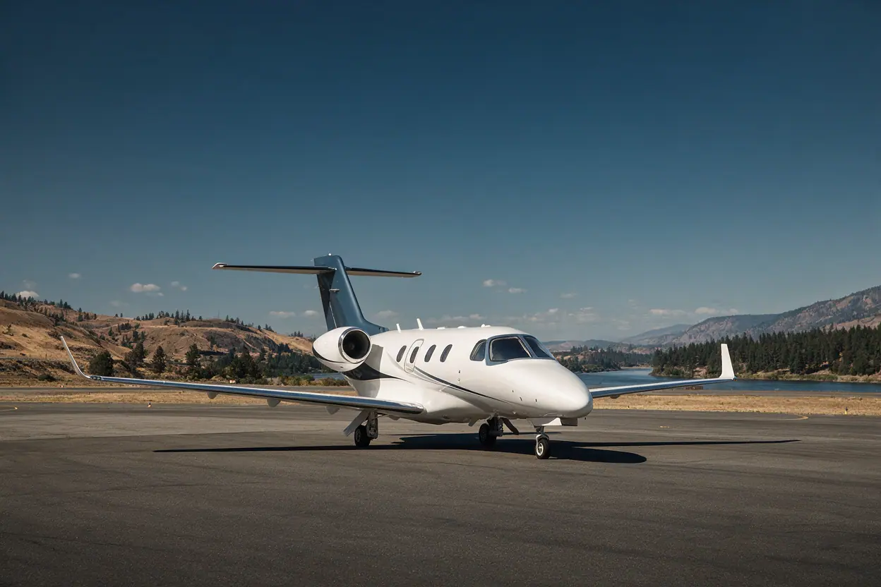 Light jet waiting on an empty ramp